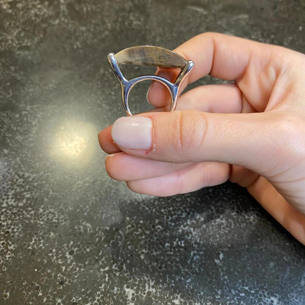 Polychrome Jasper Oversized Stone Ring Size 4.5 - Picture 2 of 4